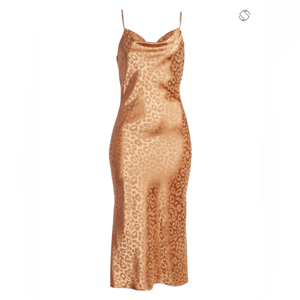 J.O.A. Leopard Print Midi Dress - Gold NWOT